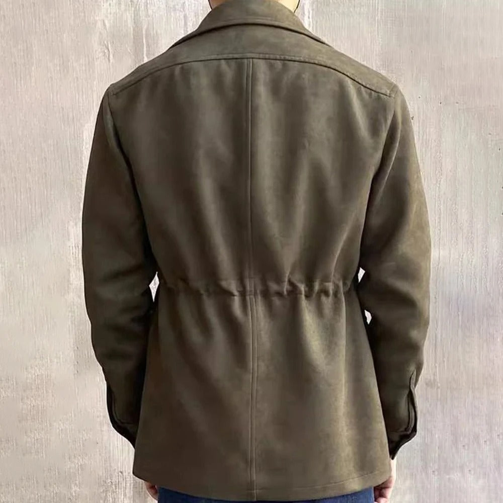 Classic men's outdoor field jacket with four large pockets, a stylish notch collar, and a comfortable fit.