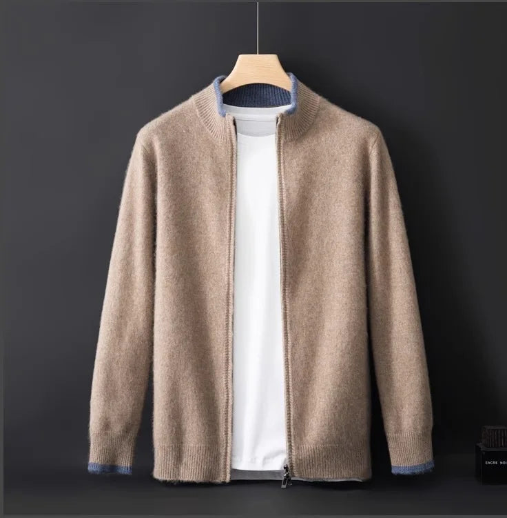 Men's versatile full-zip cardigan jacket, perfect for layering & smart casual looks.