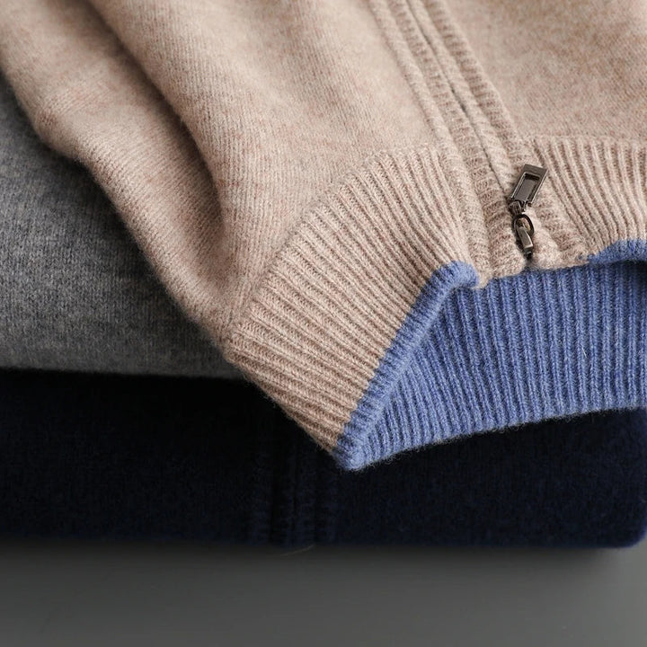 Men's fall fashion outerwear: a versatile full-zip cardigan jacket for stylish layering.