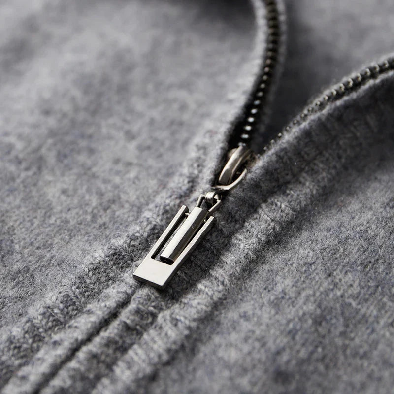 Men's versatile full-zip cardigan jacket, designed for sophisticated layering & effortless style.