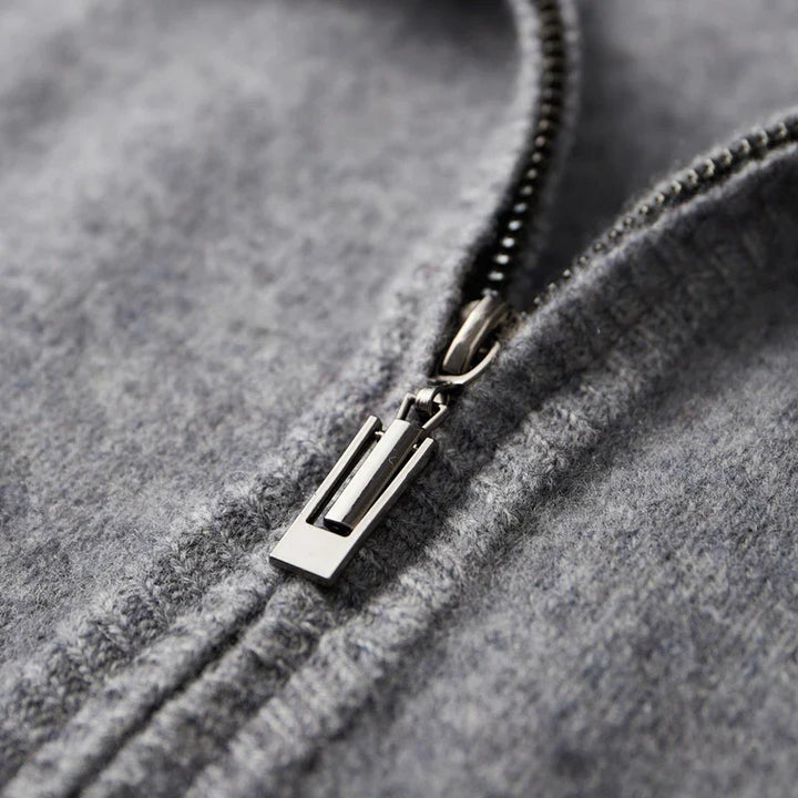 Men's versatile full-zip cardigan jacket, designed for sophisticated layering & effortless style.