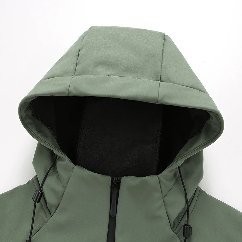 Men's wind resistant hooded jacket for versatile outdoor activities. Casual, comfortable, and perfect for fall layering.