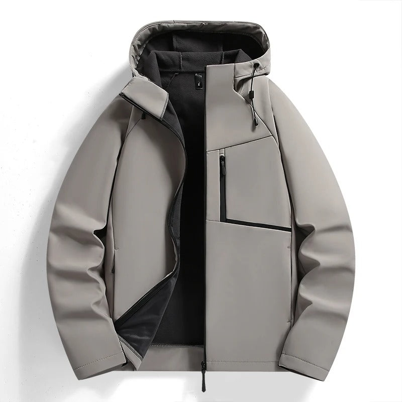 Versatile men's hooded jacket, excellent for casual and outdoor layering. Everyday comfort, wind resistant.