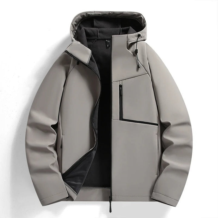 Versatile men's hooded jacket, excellent for casual and outdoor layering. Everyday comfort, wind resistant.