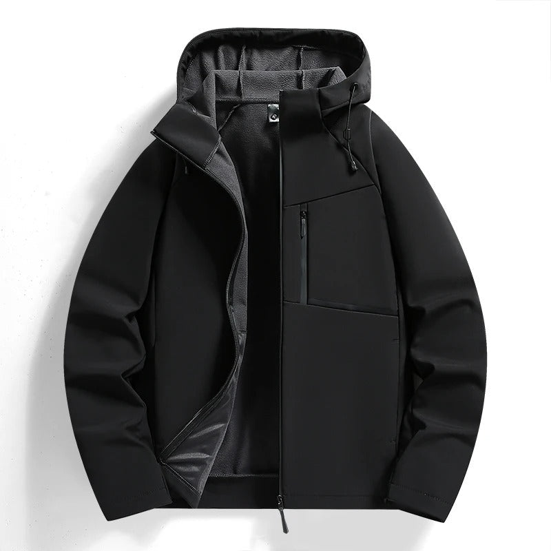 Lightweight men's hooded jacket for versatile use. Wind resistant outdoor gear & casual everyday layering.