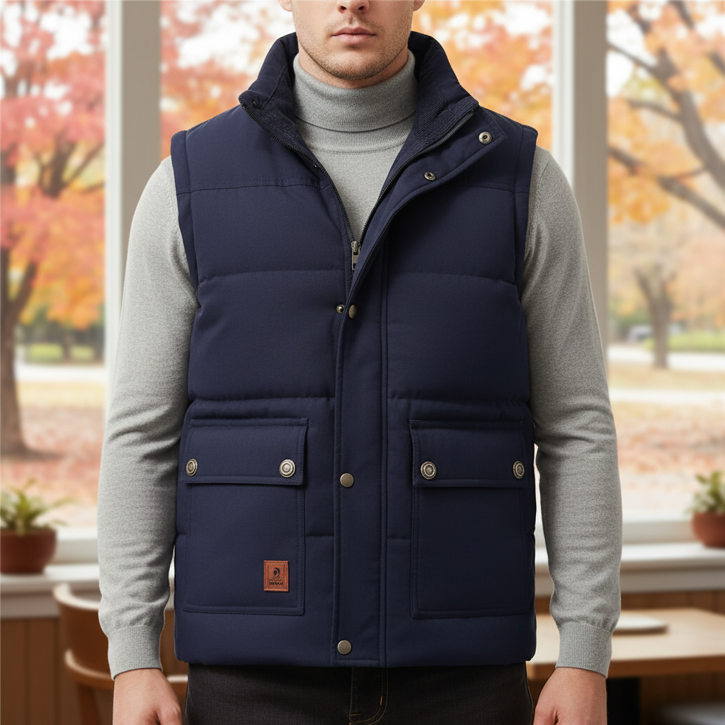 Men's versatile insulated vest, lightweight & warm, perfect for layering in winter