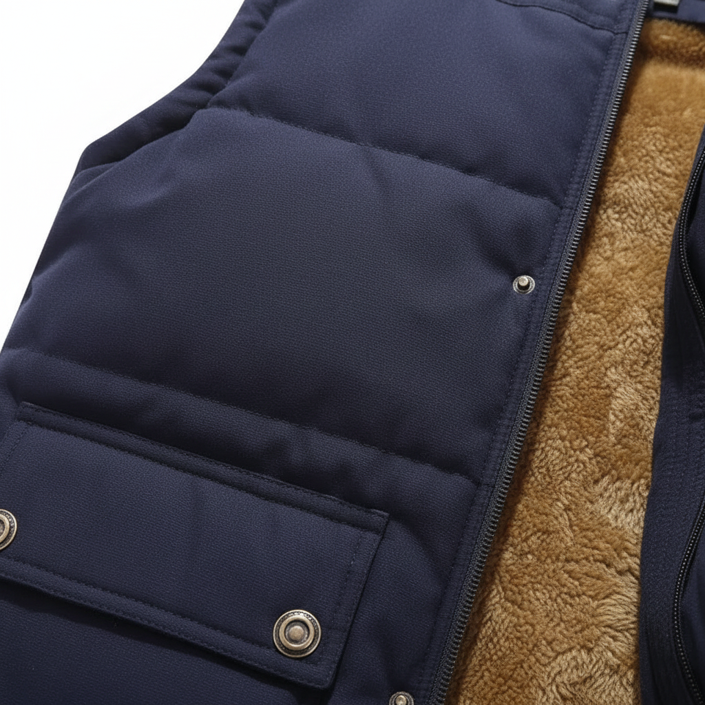 Stylish men's sleeveless jacket in a casual design, offering warmth and comfort