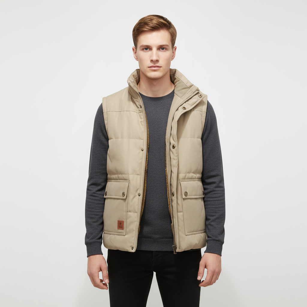 Practical men's clothing: a lightweight, warm vest for layering or as a stand-alone piece