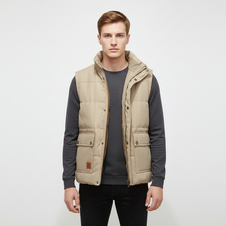Practical men's clothing: a lightweight, warm vest for layering or as a stand-alone piece