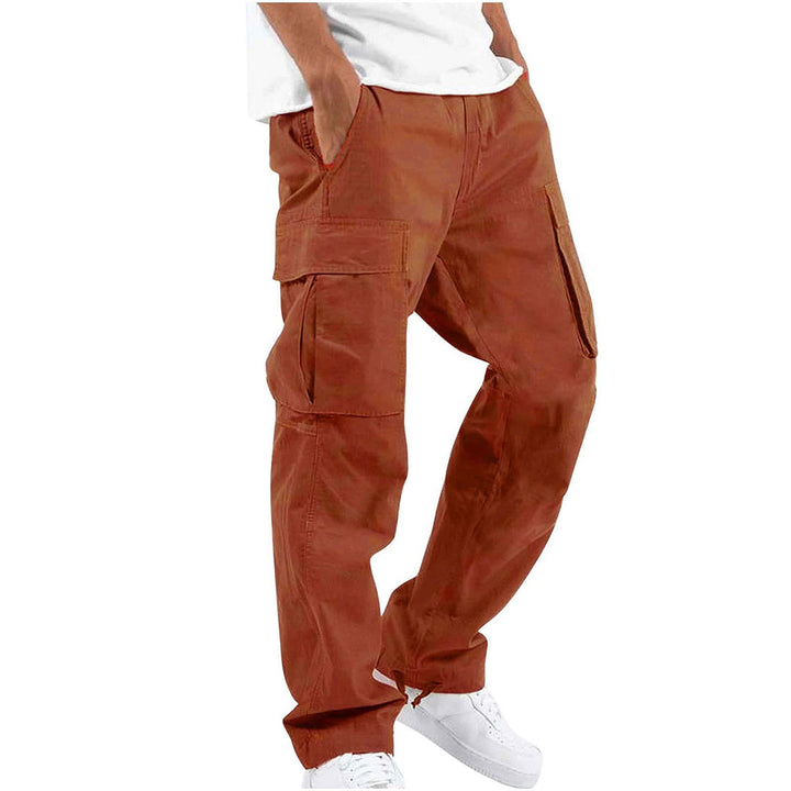 Men's olive green cargo trousers, comfortable and perfect for outdoor adventures.