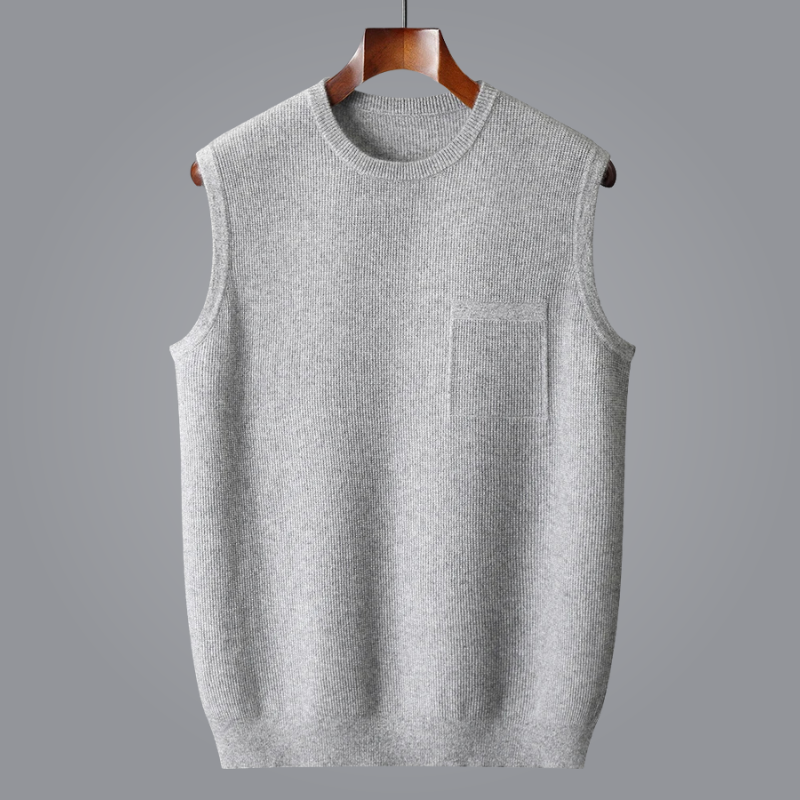 Comfortable men's sleeveless vest for versatile layering. Ideal for fall fashion & winter essential.
