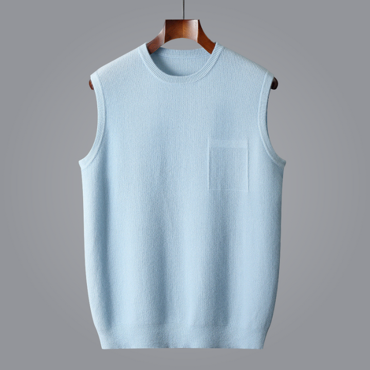 Refined men's layering vest, offering comfort and modern style for any smart casual occasion.