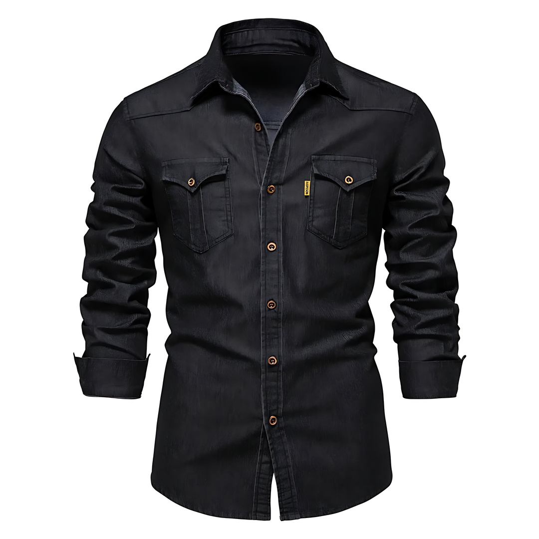 Men's versatile long sleeve button-down top for casual everyday wear.