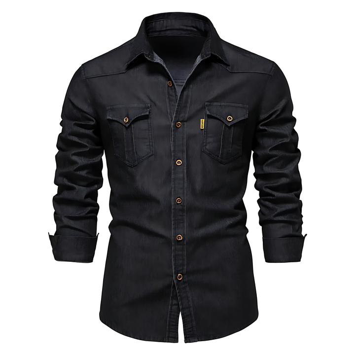 Men's versatile long sleeve button-down top for casual everyday wear.