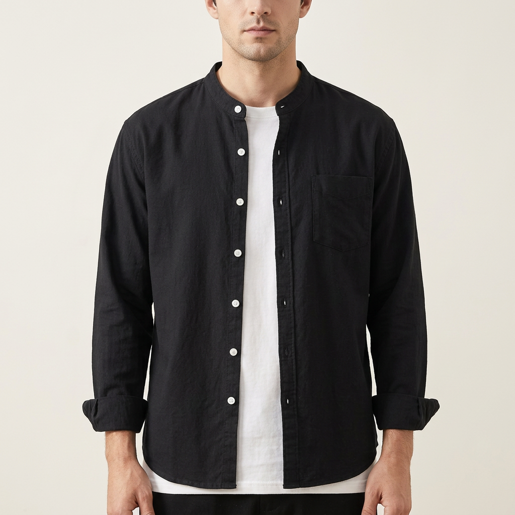 Men's vibrant yellow long sleeve button-up shirt. Casual button-up for spring & summer fashion.