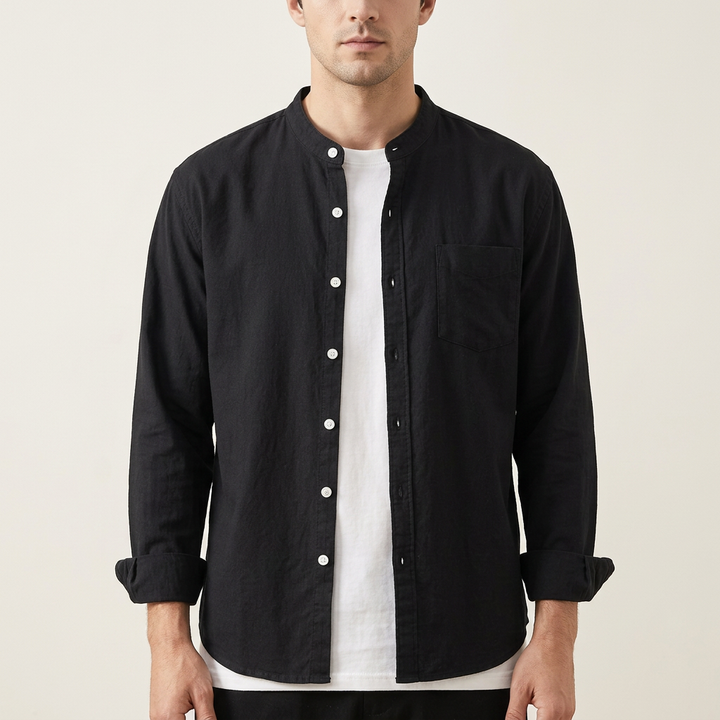 Men's vibrant yellow long sleeve button-up shirt. Casual button-up for spring & summer fashion.