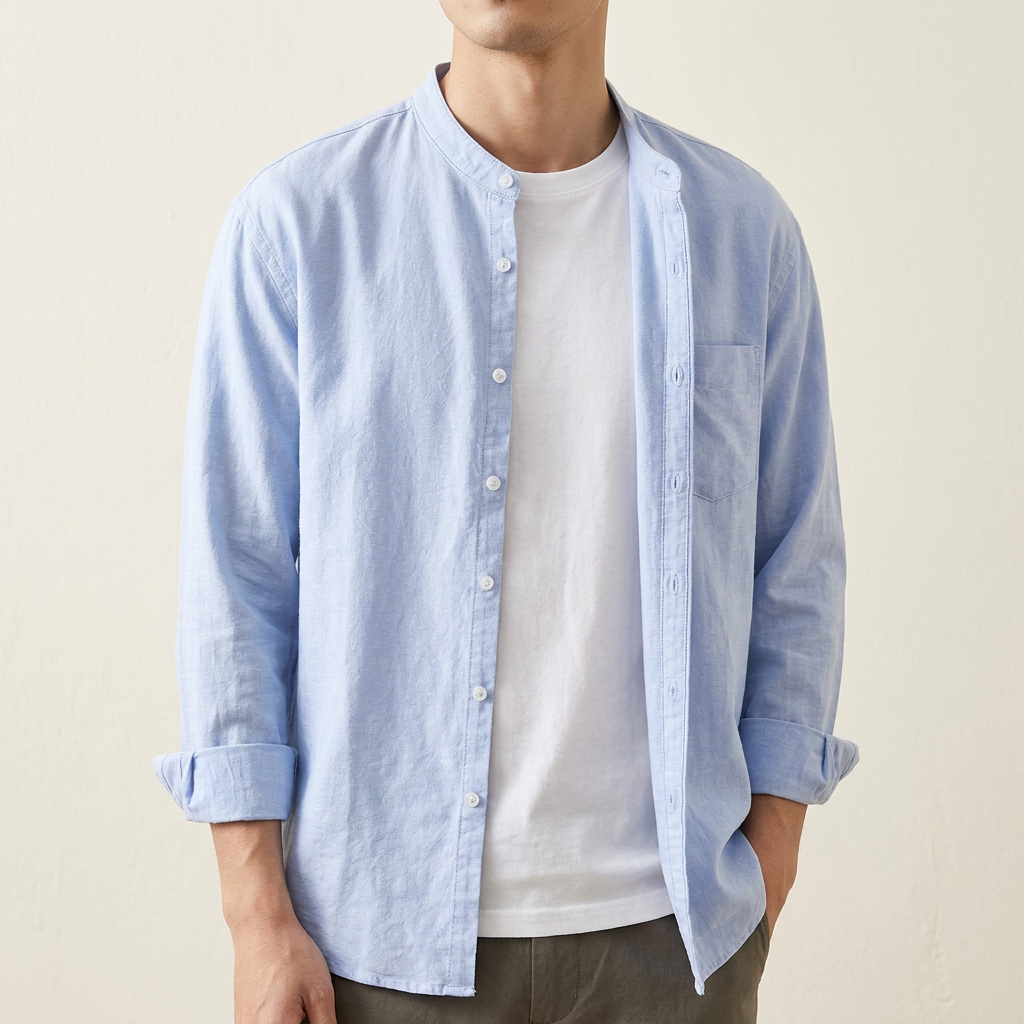 Men's all-season long sleeve button-up shirt. Versatile for casual & formal events. Classic men's wear.