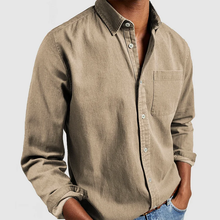 Stylish men's long sleeve casual shirt, perfect for smart casual looks & comfortable everyday wear. Versatile fashion.