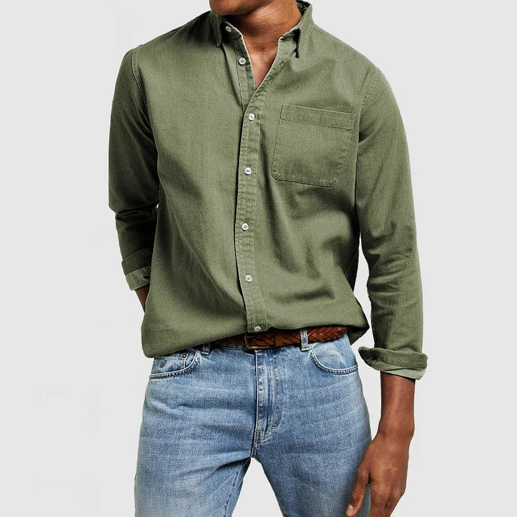 Modern men's versatile long sleeve casual shirt, a comfortable and stylish choice for smart casual and everyday fashion.