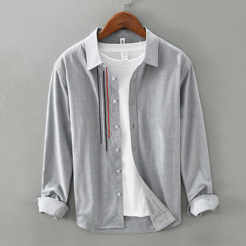 Striped long-sleeve men's polo shirt, ideal for casualwear and a smart everyday fashion look.