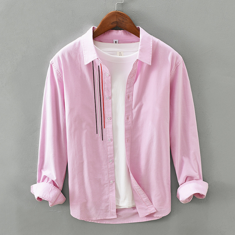 Versatile men's long-sleeve collared shirt, suitable for diverse everyday styles & comfort.