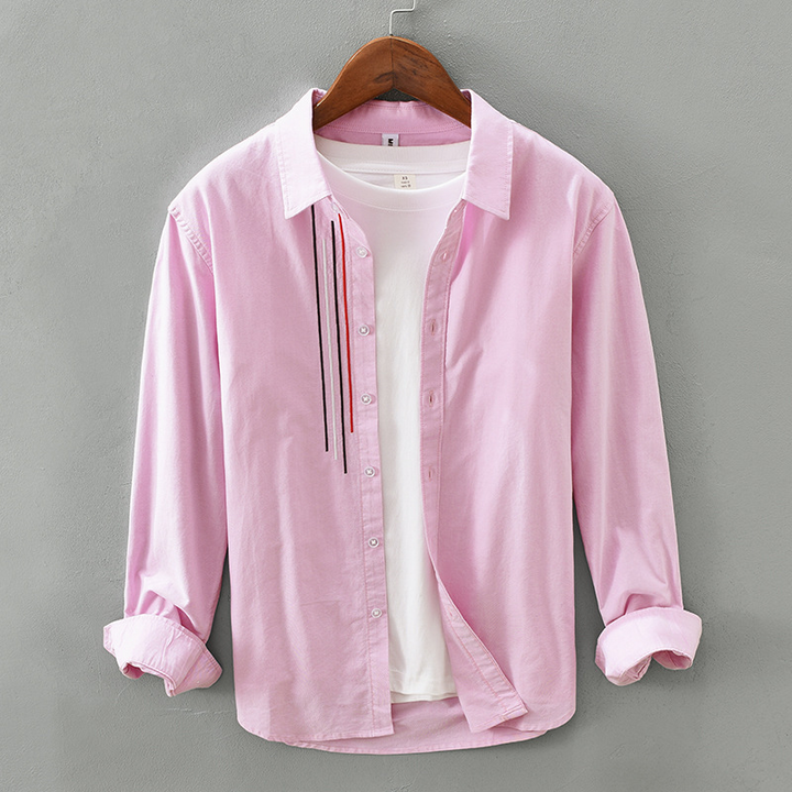 Versatile men's long-sleeve collared shirt, suitable for diverse everyday styles & comfort.