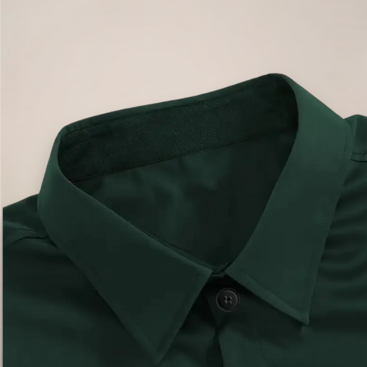 Spring/Autumn men's long-sleeve shirt, regular fit, notched collar. Versatile smart casual menswear essential.