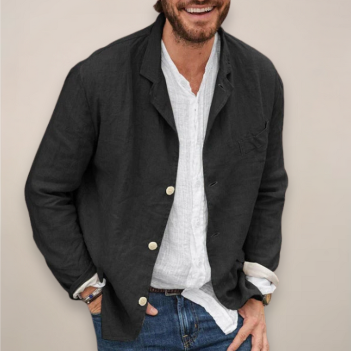 Men's casual blazer jacket, a lightweight & modern piece for versatile everyday style. Relaxed fit.