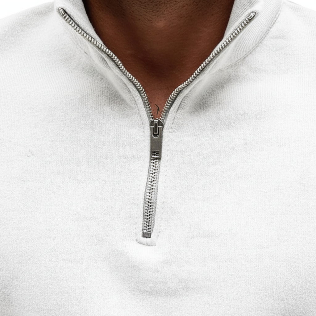 Stylish black cotton blend half-zip sweater for men, versatile long sleeve top