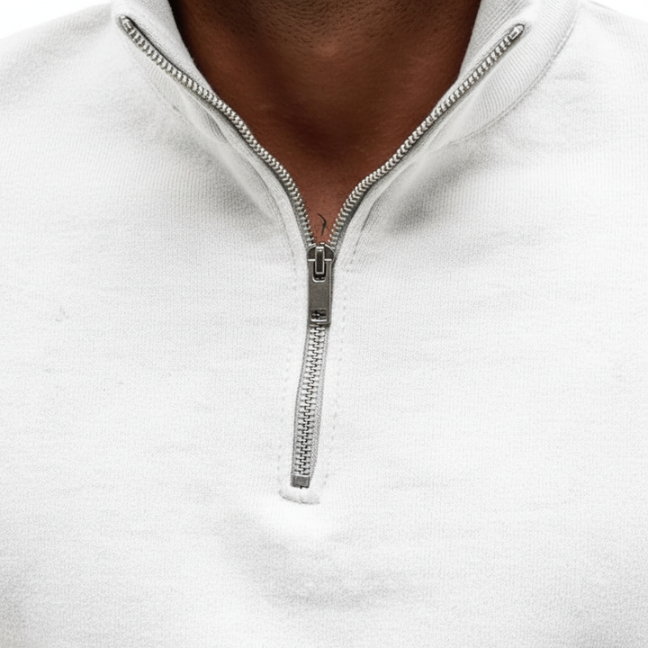 Stylish black cotton blend half-zip sweater for men, versatile long sleeve top