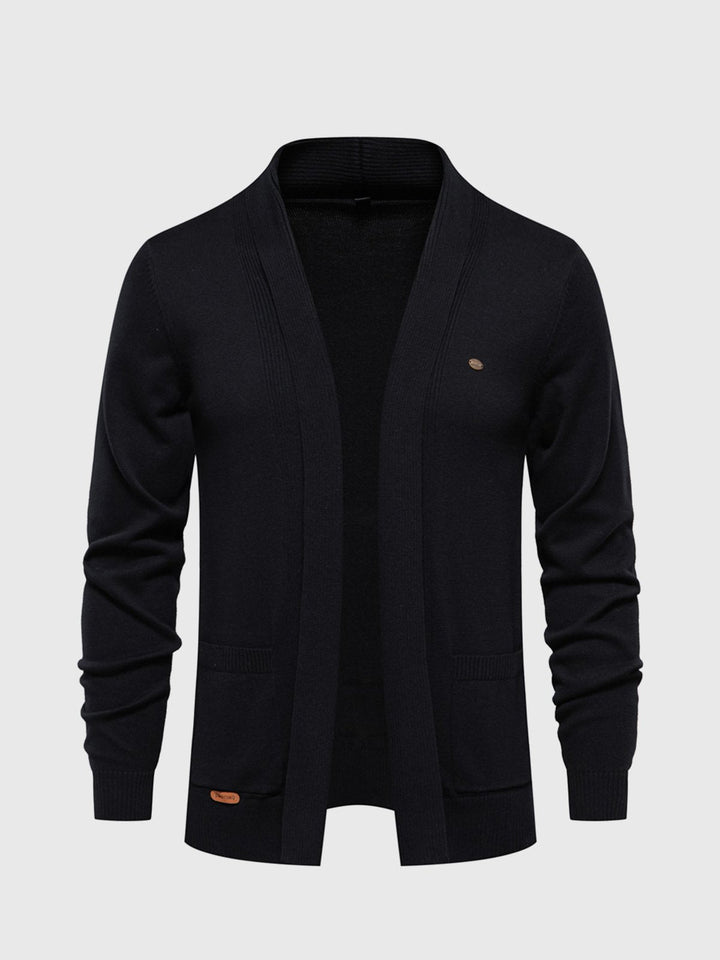 Men's versatile open-front cardigan. Comfortable long sleeve sweater with pockets for easy layering.