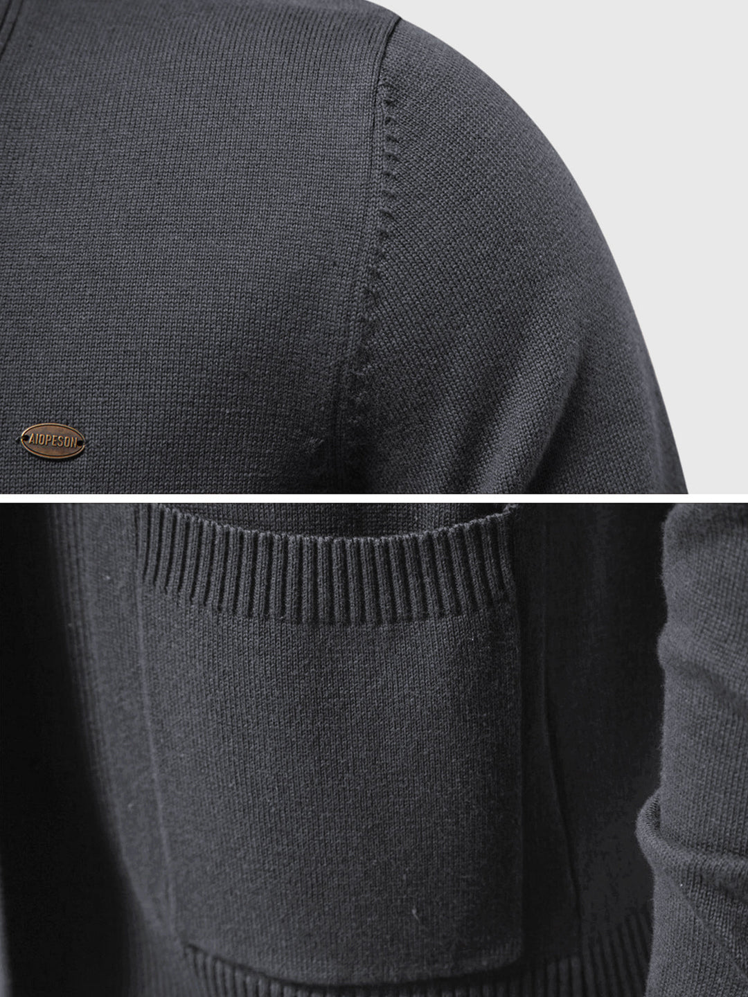 Modern men's open-front cardigan. Essential pocket sweater for layering and everyday men's fashion.