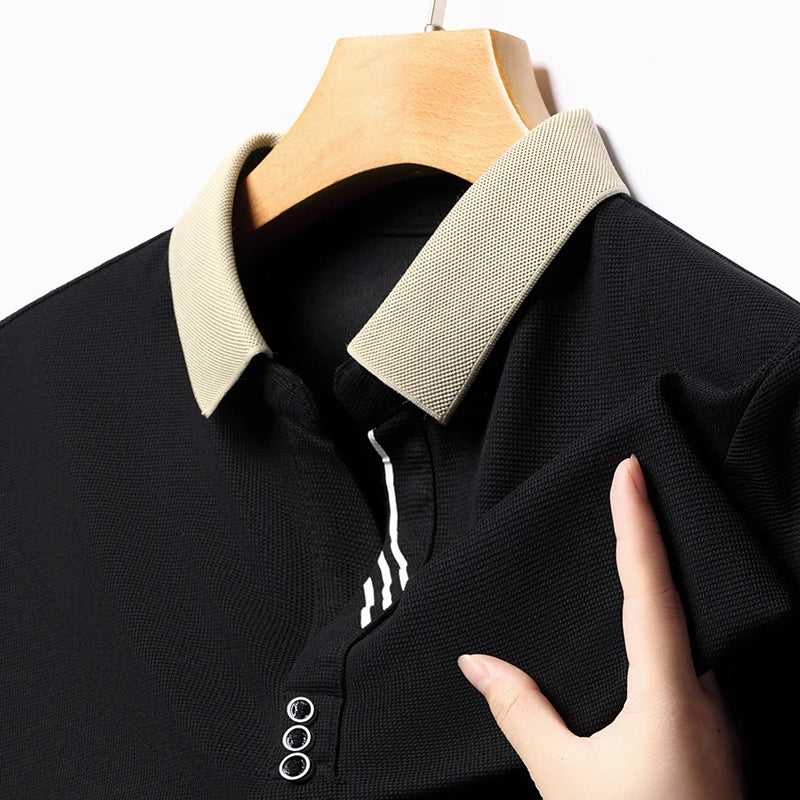 Classic style men's short sleeve polo, versatile for everyday fashion and comfortable golf wear.