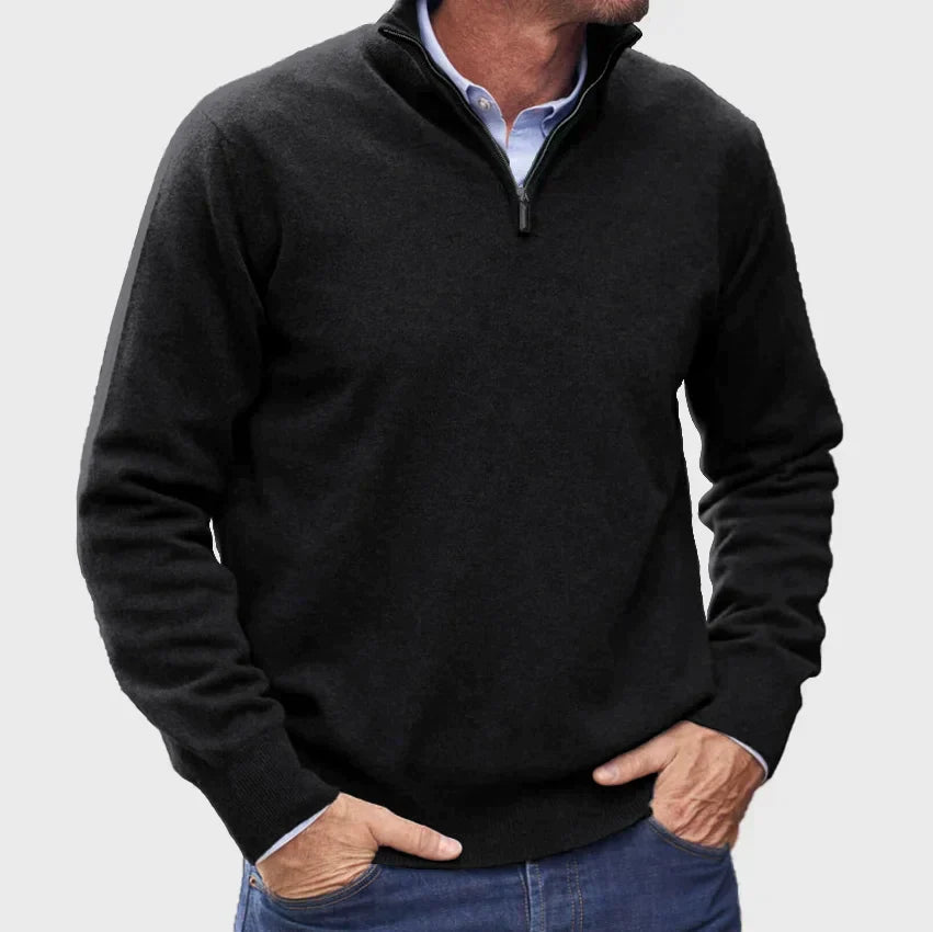 Soft men's quarter-zip knitwear, providing ultimate comfort and versatile style for daily wear.