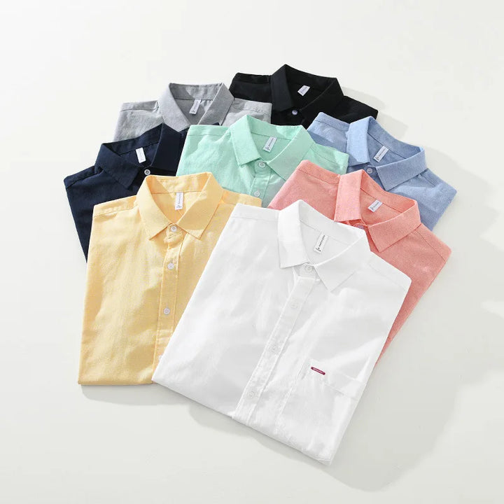 Comfortable men's summer shirt with short sleeves. Relaxed fit button-up, great for daily casual wear in warm weather.