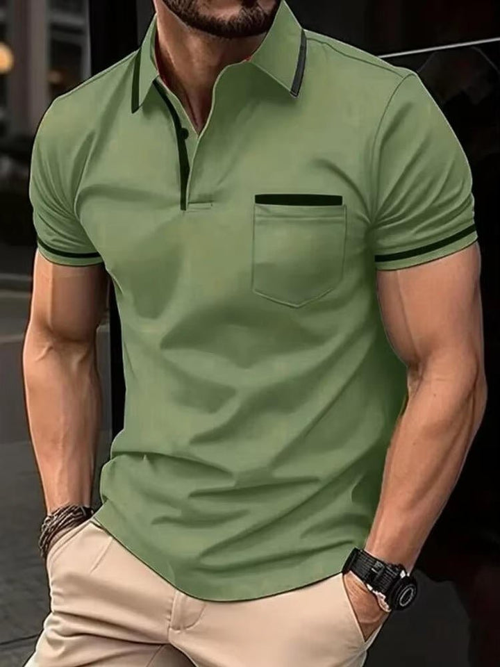 Soft men's polo, short sleeve with chest pocket, comfortable for all-day wear & versatile looks.