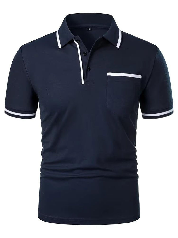 Essential men's short sleeve polo with chest pocket, a versatile classic fit for any wardrobe.