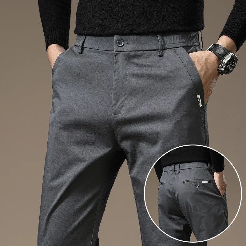 Stylish men's versatile slim fit dress pants, offering a sleek and comfortable fashion choice.