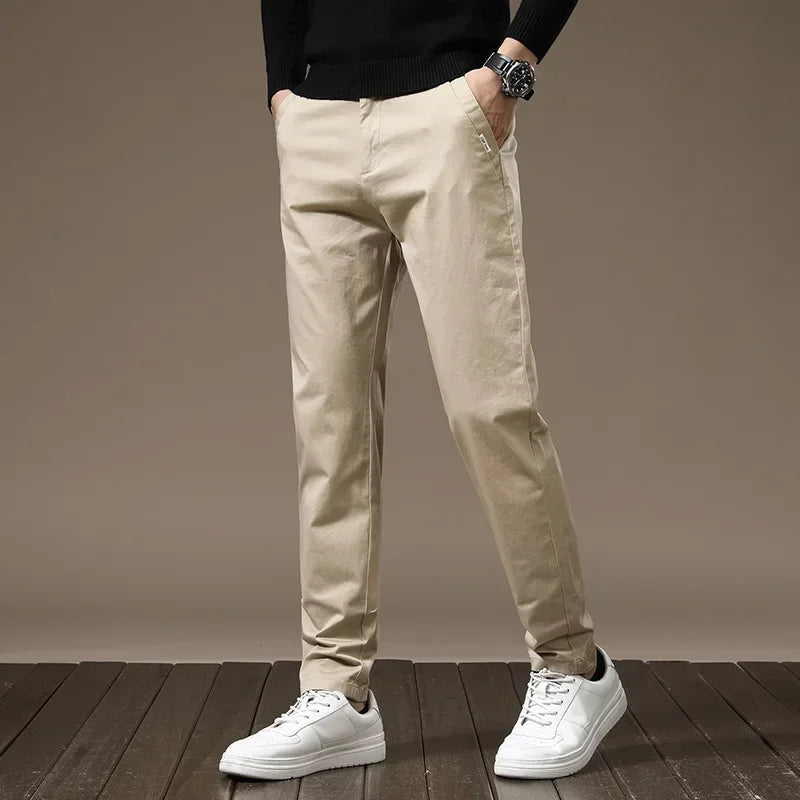 Wrinkle resistant men's slim fit pants, ideal for a sharp smart casual or formal style.