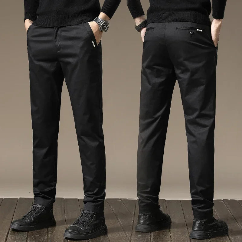 Comfortable men's versatile slim fit trousers, offering a contemporary tailored look for daily style.