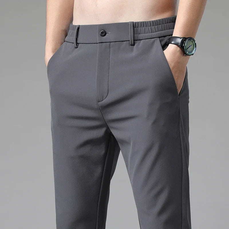Smart casual outfit: Man wearing comfortable straight fit men's pants, ideal for everyday and office.