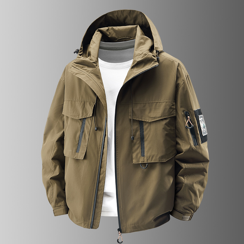 Men's versatile tactical jacket with secure pockets, durable outdoor gear for adventure & everyday.