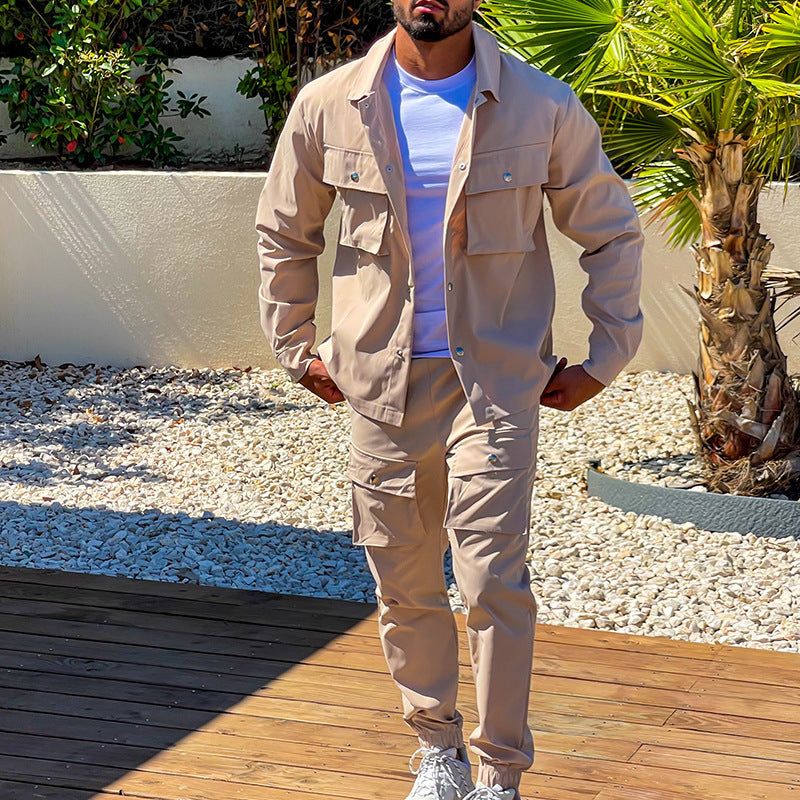 Comfortable men's cargo set, a stylish two-piece outfit perfect for casual fashion, activewear, and daily use.