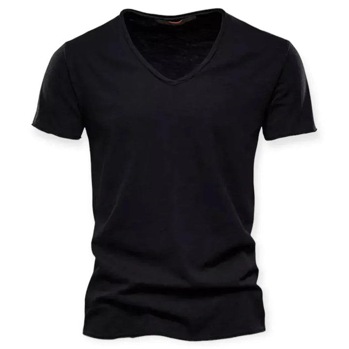 Comfortable men's V-neck t-shirt, a basic essential for everyday casual wear or as a layering shirt.