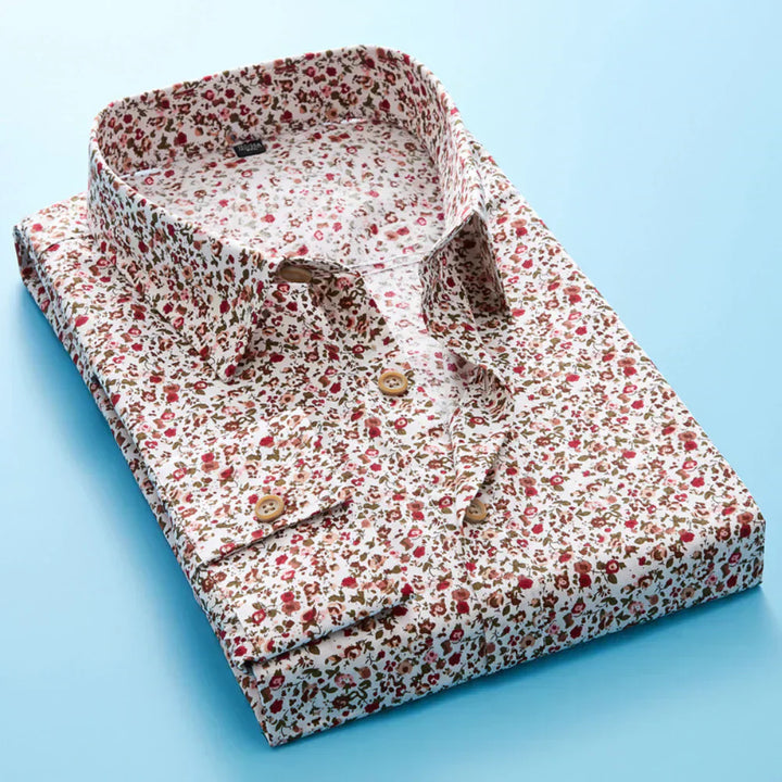 Bright & eye-catching men's short sleeve shirt with a vibrant floral pattern, perfect for sunny days.