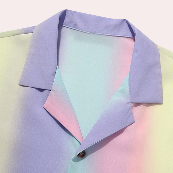Versatile men's multicolored striped button-down shirt, great for stylish everyday wear.