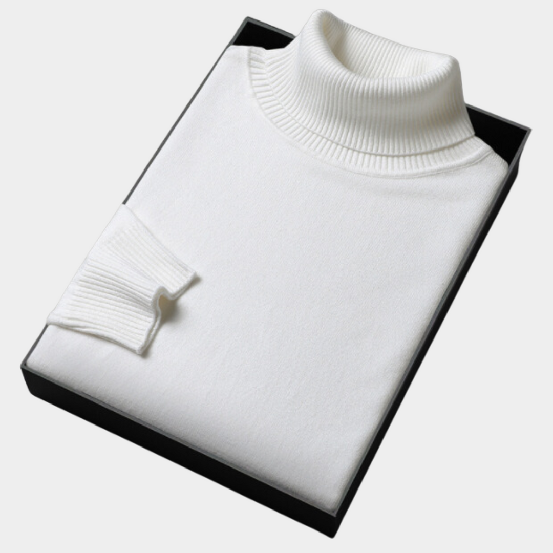 Stylish men's vibrant turtleneck sweater. Ideal slim-fit rollneck for winter fashion.