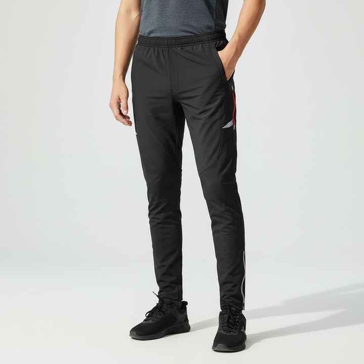 Men's black high elastic sports trousers by Victor, ideal for jogging with compression fit