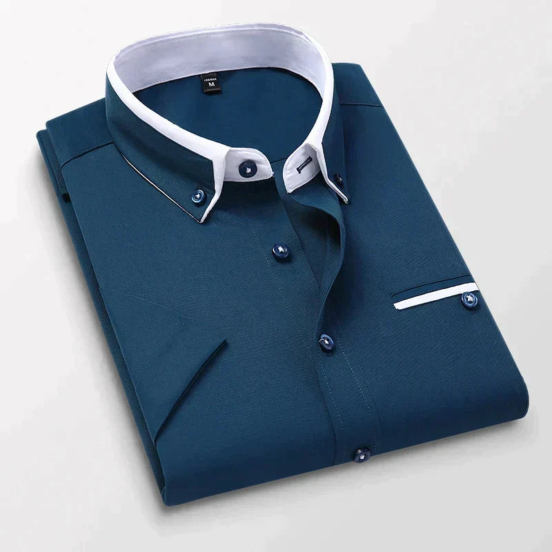 Versatile Men's Victor short sleeve shirt. Classic button-down for summer, casual, and business casual fashion.