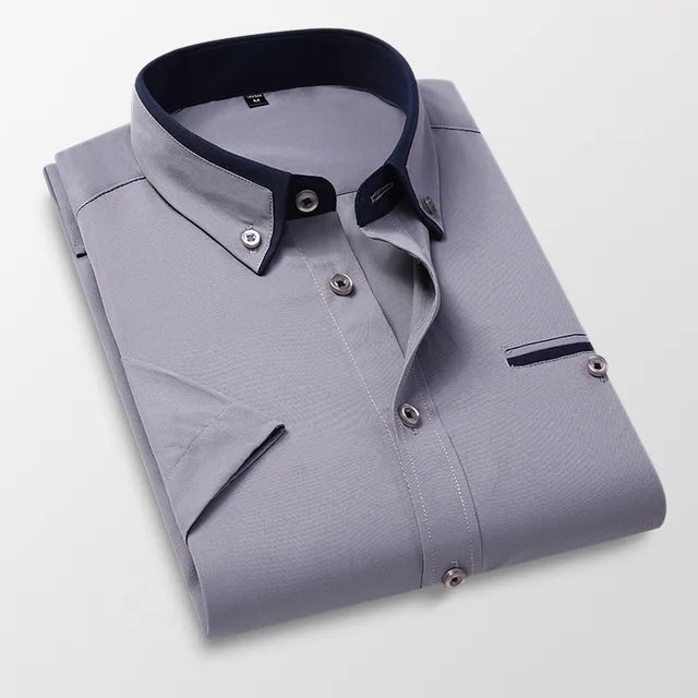 Men's Victor button-down short sleeve shirt. A comfortable, classic choice for warm weather & versatile menswear.
